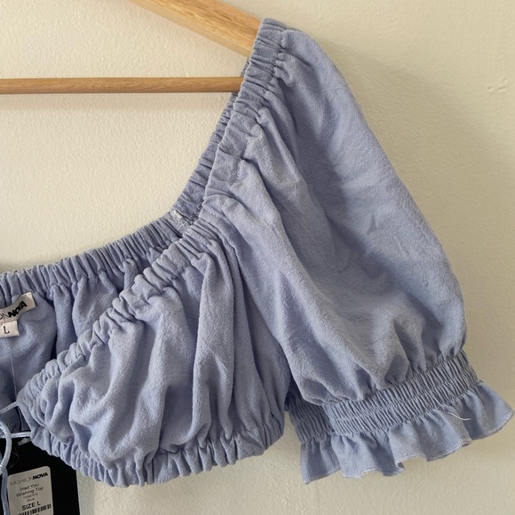 Fashion Nova Puff Sleeve Tie Front Top - Picture 3 of 6